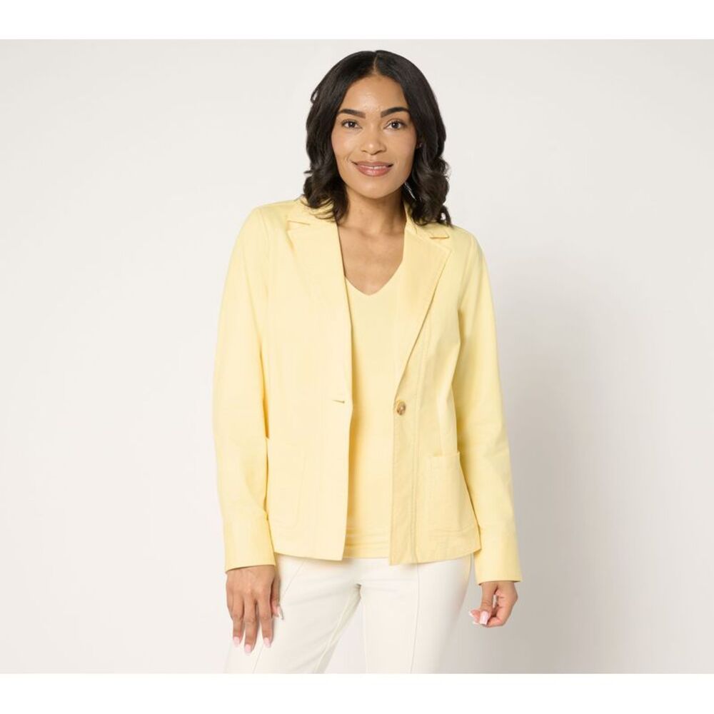 Top Knot Women's Petite Jacket PM Signature Twill Cinched Back Tan/Beige